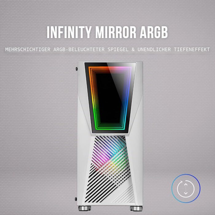 Ігровий корпус Mars Gaming MC777W White, Infinity Mirror ARGB, загартоване скло, 2 вентилятори Chroma ARGB, ATX, Білий