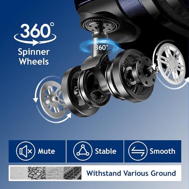 Набір валіз LALAHO 3/4/5 шт. з косметичками, ABS, для подорожей (темно-синій)