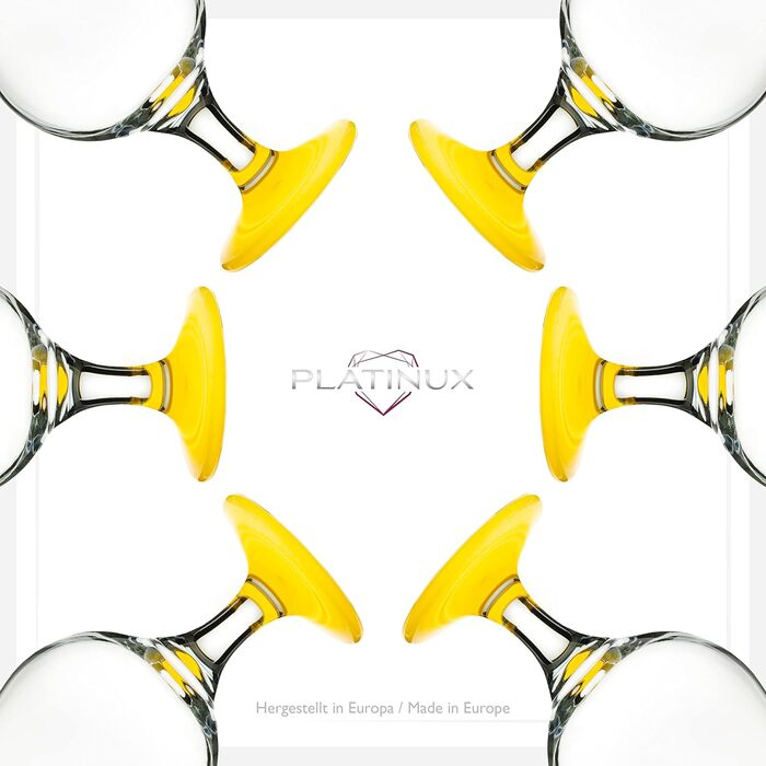 Набір келихів для коктейлів PLATINUX 6 шт, 400 мл (жовті) - Longdrink, Hurricane, Party