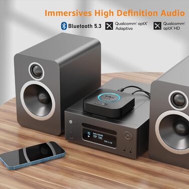 1Mii B06 Plus Bluetooth HiFi Аудіоприймач: Бездротовий адаптер aptX HD aptX-Adaptive Bluetooth 5.3 для стереосистеми, смартфонів та планшетів