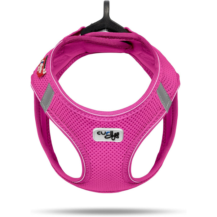 Шлейка для собак з кільцем D-Ring Curli, чорна, розмір 3XS, фуксія