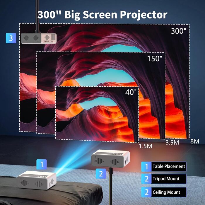 Проектор AKATUO Smart 4K з підтримкою Netflix, Full HD 1080P, WiFi6 Bluetooth, електричним фокусом та автотрапецеїдною корекцією для дому та вулиці (сумісний з iPhone)