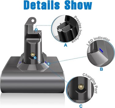 Замінний акумулятор Dyson V6 6000mAh (6.0 Ah) для пилососів DC58, DC62, DC59, DC61, DC72, DC74, SV03, SV05, SV06, SV07, SV09