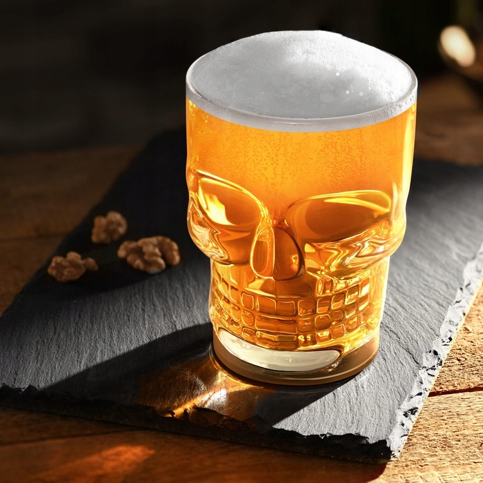 Скляний пивний кухоль Murrano 500 мл «Череп» у стилі вінтаж