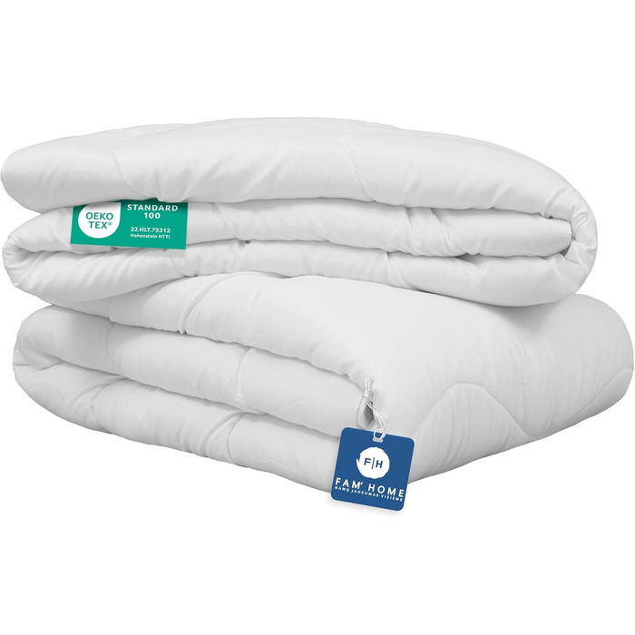 FAM Home Duvet 135x200 4 Seasons Washable | Stepped Duvet with 2 Separate Duvets | Comforter Anti-Allergic for Allergy Sufferers | Summer Blanket and Autumn Blanket 200 x 135 cm 4 Seasons Duvet
