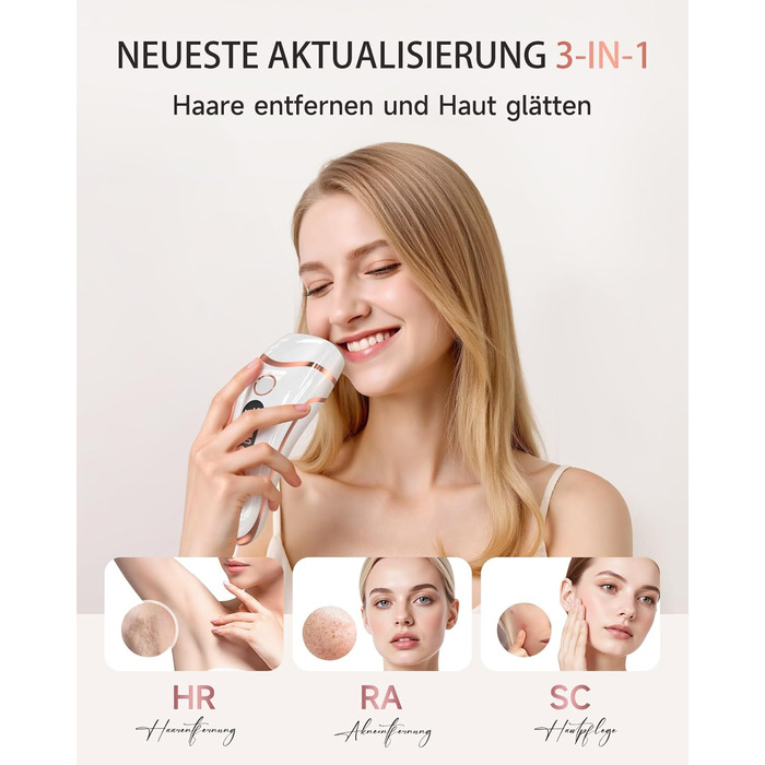 IPL пристрій для епіляції Haarlosy: 999,900 імпульсів, 3 функції, 9 рівнів, для чоловіків та жінок, безболісна епіляція тіла, обличчя, бікіні