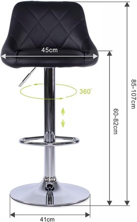 Dibea 2-Piece Swivel Bar Stool Set - Adjustable Height, 130kg Capacity, Black