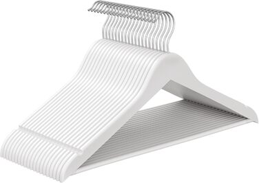 В'язки для одягу SONGMICS, набір з 20 шт., дерев'яні, тонкі, для сорочок та жакетів, з вирізами для плечей, для штанів, поворотний гачок 360°, з берези, білий, CRW0W02