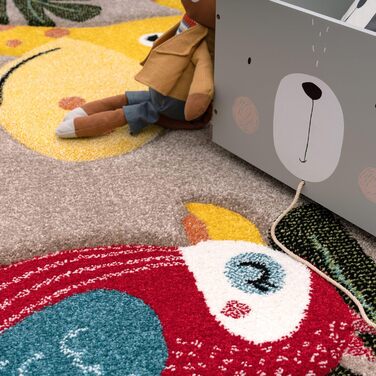 Дитячий килим TT Home Джунглі Зоо Тварини Жираф Змія Лев Мавпа Зелений 140x200 см (160x230 см, Бежевий Джунглі)