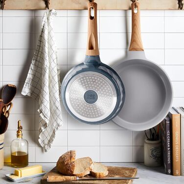 RIOVARM Ceramic Non-Stick Induction Cookware Set with Lids - 20cm, 24cm, 28cm Fry Pans | PFOA, PFOS, PTFE Free