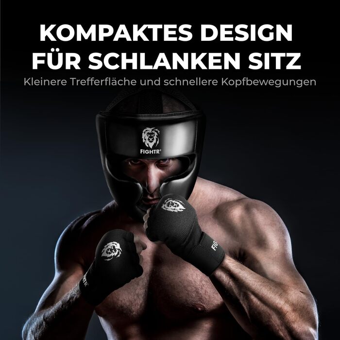 FIGHTR® Adjustable Headguard - Premium Boxing Helmet for Sparring | MMA, Muay Thai, Kickboxing & Combat Sports (L-XL, Black)
