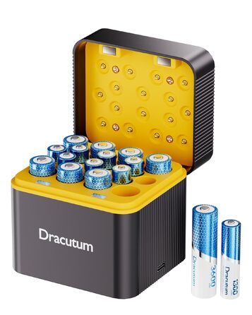 Набір акумуляторів Li-ion 1.5V Weder з зарядним пристроєм: 8 шт. AA (3600mWh) та 8 шт. AAA (1300mWh), висока ємність, 2000 циклів зарядки
