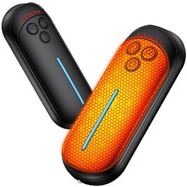 Електричні грілки для рук з LED, 2 шт., 6000 mAh, 2-в-1, портативні, 5 рівнів нагріву, 3 секції нагріву, 12 годин утримання тепла, ідеально для кемпінгу, полювання, гольфу, подарунок для жінок та чоловіків, чорний