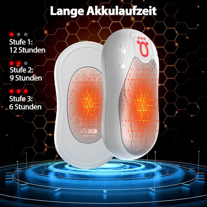 Електричний гріє для рук OUTJUT 2 шт., 12000mAh з магнітом, USB, для спорту на відкритому повітрі, бічне нагрівання, білий