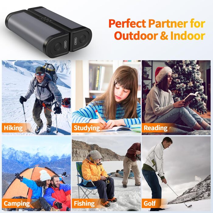 Електричні грілки для рук 2 шт. - USB, багаторазові, 3 режими нагріву, для дітей та жінок (сірий)