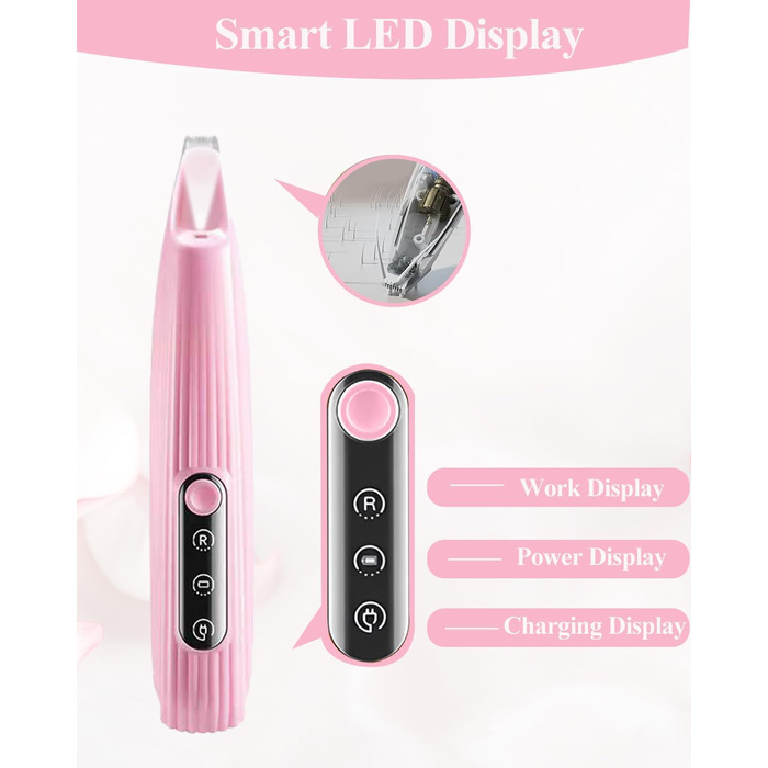 Триммер для собак LOEVERY з LED-підсвічуванням, 9 мм, USB-зарядка, рожевий. Ідеально для догляду за лапами, очима, обличчям та вухами