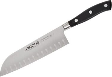 Ніж Santoku Arcos Riviera 180 мм з нержавіючої сталі з титаном, чорний | Іспанський ніж для кухні