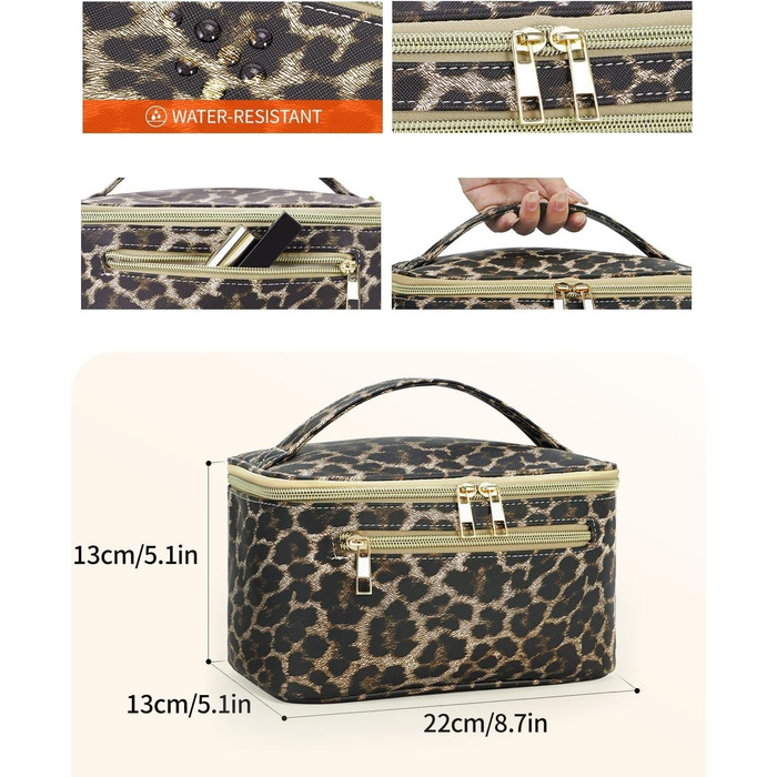 Косметичка для жінок, велика дорожня косметичка для макіяжу з відділенням для пензлів, органайзер, культові сумки з PU-шкіри, портативна сумочка для макіяжу, зелена (патент)