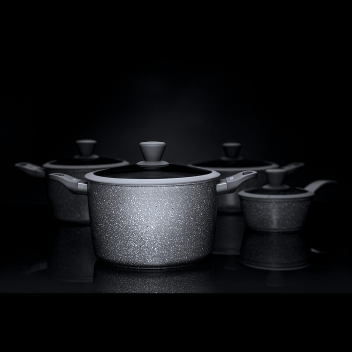 Висока каструля з кришкою Vavio Stone Design, 24 см