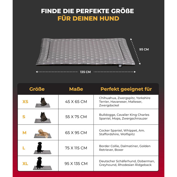 Літня подушка для собак HS-Hundebett® з бавовни з наповнювачем та антиковзким покриттям XS – М'яка подушка для собак на літо – Пральна та довговічна – Легка літня подушка для собак – Виготовлено в Німеччині (Сірий якір, 95x135 см)