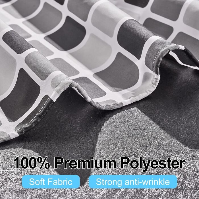 Шторка для душу DUFU, водовідштовхувальна, миється | Швидковисихаюча поліестер, 12 гачків | Напівпрозора захисна шторка для ванни (180x200 см, Темно-сірий) (Мозаїка 180x200 см)