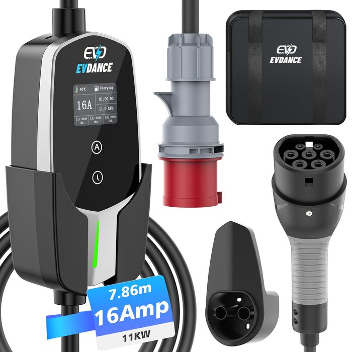 Кабель для зарядки електромобіля Type 2 Schuko 3.6kW (1-фазний, 6.1м, 6-16A) з таймером затримки 0-12h. Підходить для електромобілів та гібридів (PHEV/EV). Срібний, 11кВт/16А