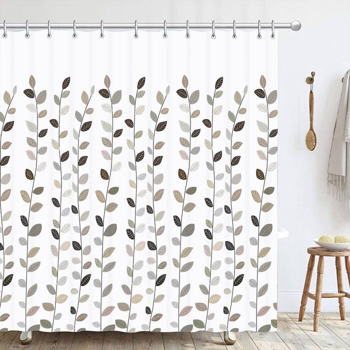 Штора для душу 180x180 см з квітами, антигрибкова, водонепроникна, швидковисихаюча, поліестер, з 12 кільцями