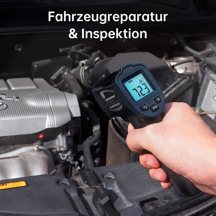 Інфрачервоний термометр ERICKHILL -50℃~600℃ безконтактний лазерний термометр з LCD-дисплеєм для приготування їжі/барбекю/морозильної камери/промисловості, чорно-синій (600℃ з термометром для м'яса)