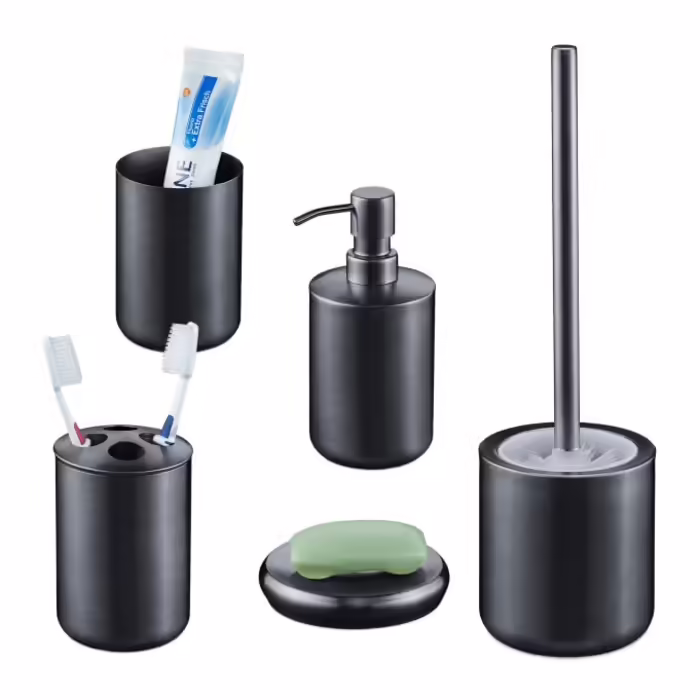 Relaxdays 5-piece Bathroom Set Stainless Steel