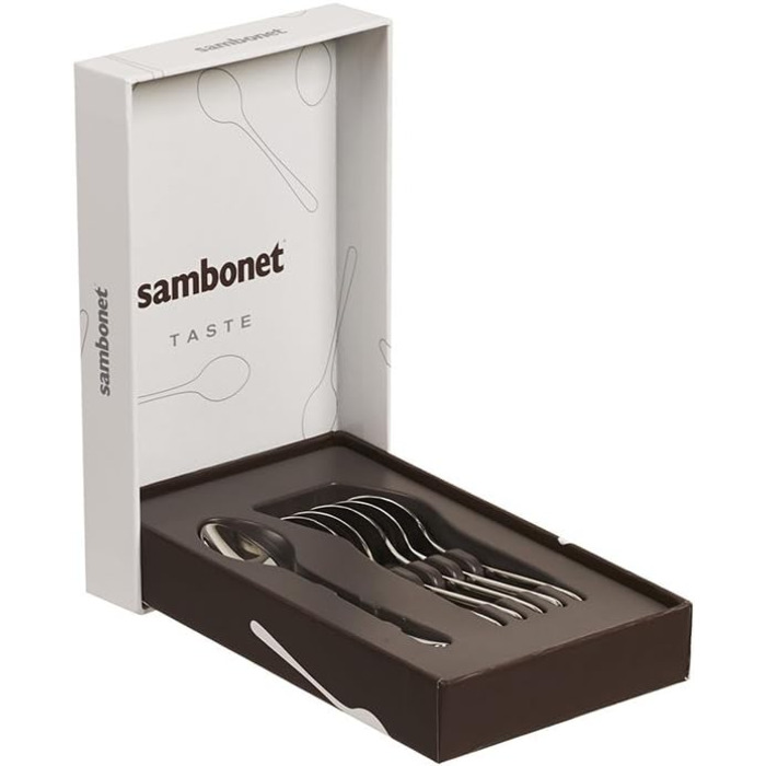 Sambonet 52553A37 Moka Spoon Set, 6-Piece, Moka Spoon Set for Coffee Enjoyment, Made of Stainless Steel 18/10, Grey