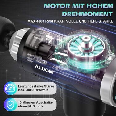 ALDOM Massage Gun - Electric Muscle Massager with 30 Speed Settings & 8 Attachments - for Men & Women