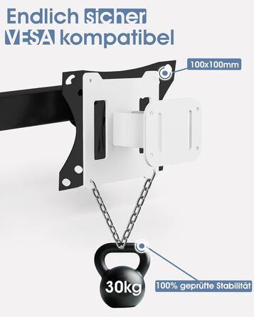 Адаптер VESA 3IDEE для моніторів Samsung Odyssey G9, Neo G9, G8, Neo G8 — Кронштейн для вигнутого монітора 49 дюймів, навантаження до 30 кг, VESA 100x100, білий