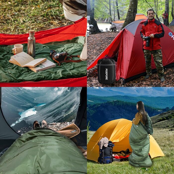 Спальний мішок Poepore XXL для дорослих, 3-4 сезони, фланель, 230x90 см, для кемпінгу та зимового відпочинку