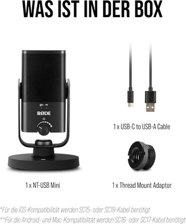 RØDE USB-мікрофон: студійний конденсаторний мікрофон для подкастів, стрімінгу, геймінгу, музичного виробництва, вокалу та інструментів (чорний)