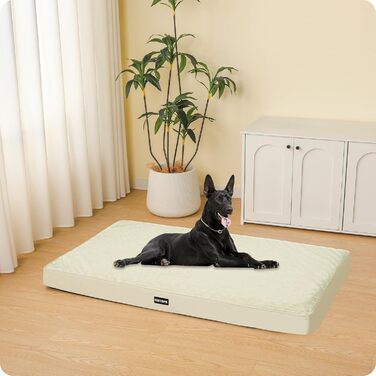 Ортопедичне ліжко для собак HMTOPE, 91 см, товщина 9 см. Зручне, знімне, водонепроникне, з антиковзким покриттям. Підходить для собак середніх порід.