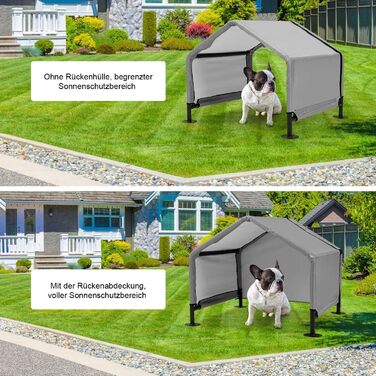 Будка для собак A.FATI Outdoor: сіра, 75x65x65 см, водонепроникна, з задньою стінкою, захист від сонця, для маленьких та середніх собак, котів, курчат, цуценят