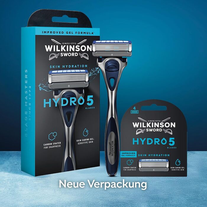 Смінні касети для чоловічої бритви Wilkinson Sword Hydro 5, з карбоновим покриттям та зволожувальним елементом, 8 шт