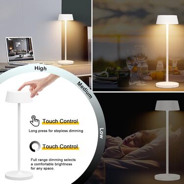 Світлодіодний акумуляторний настільний світильник Klighten з димером, сенсорний, металевий, алюмінієвий, IP54, тепле біле світло 3000K, антрацит