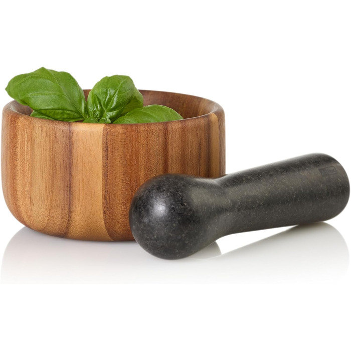 Набір для стукання спецій AdHoc MO42 з гранітним пестиком | Дерево акації та граніт | Ø 11 см