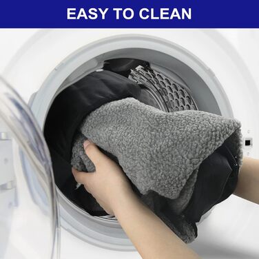 Килимок для собак Outdoor: Водостійкий, 100x70 см, миється. Підходить для подорожей, кемпінгу. З сумкою та пристроєм для видалення шерсті. Для собак та котів. Теплий килимок/ліжко. Велика подорожня ковдра (Чорний, Вовна)