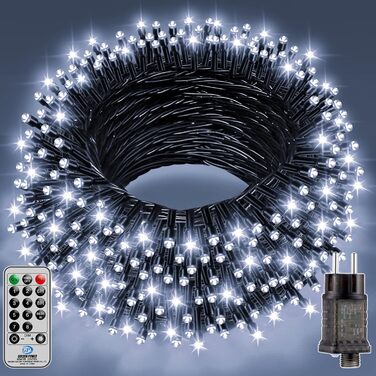 LED гірлянда на ялинку: 250 LED, тепле біле світло, 50 метрів. Водостійка гірлянда для дому та саду з 8 режимами та таймером. IP44, для прикраси на Різдво