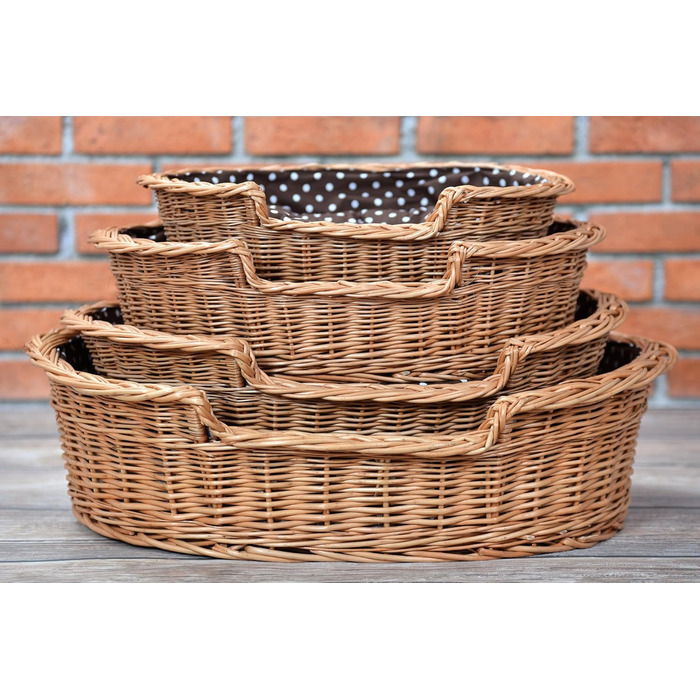 Wicker dog basket for dogs and cats. Dog bed, cat bed with cushion, pet basket, woven cat basket. 60x43 H19 cm (L 80 x W 60 x H 26 cm, Natural)