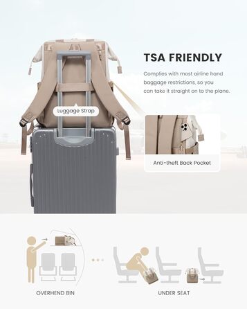 Сумка-рюкзак LOVEVOOK для жінок, водонепроникний рюкзак для ноутбука, шкільна сумка для підлітків, елегантний рюкзак для щодня, 15.6 дюймів, сумка для роботи, сумка для вчителя, рюкзак для подорожей, бежевий та хакі