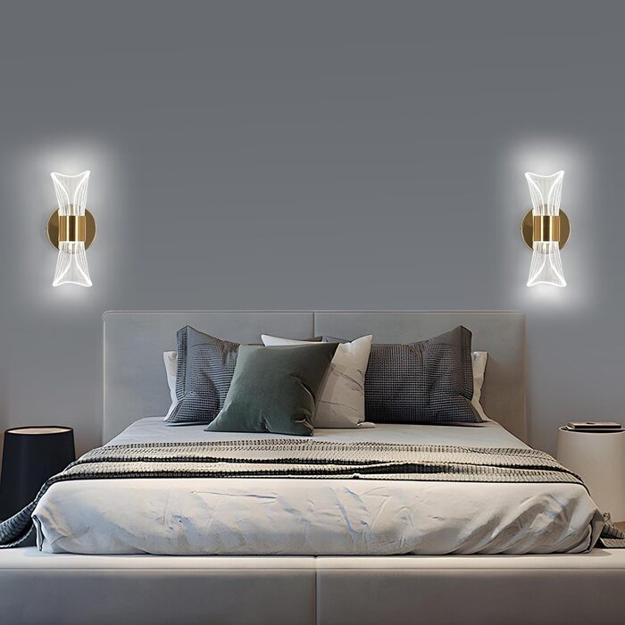 DELIPOP Настінне світильник Wandleuchte, 12W LED, 3 кольори світла (теплий/холодний/нейтральний), золотий, для спальні, вітальні, коридору, сходових маршів