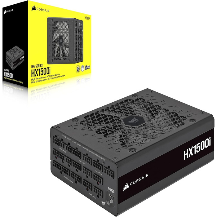 Блок живлення Corsair HX1000i 1500W, повністю модульний, ATX 3.1 & PCIe 5.1, 80 Plus Platinum, iCUE, чорний