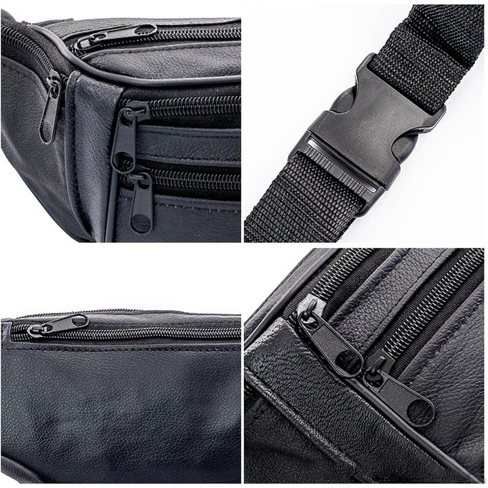 Чоловіча/Жіноча поясна сумка на пояс, водонепроникна, чорна, з регульованим ремінком 120 см, для подорожей, хайкінгу, прогулянок з собакою