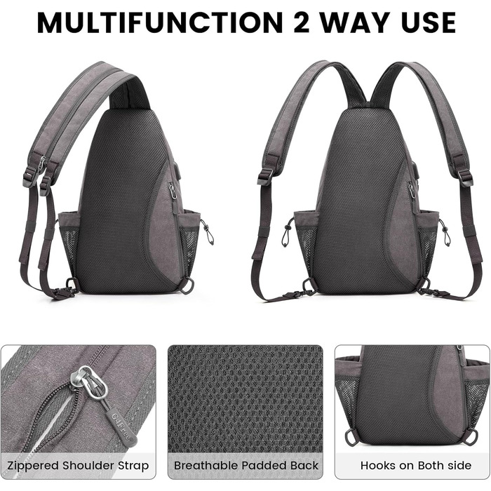 Сумка через плече G4Free на канвісі (Dunkelgrau) - для подорожей, хайкінгу, бігу, альпінізму