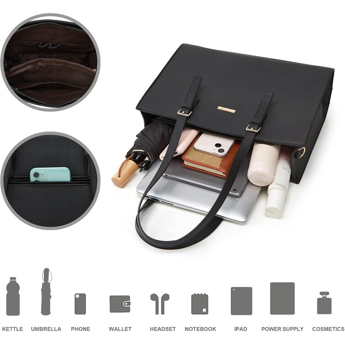 Набір жіноча сумка YTL Tote Shopper: сумка-шопер, сумка на плече, гаманець, картник - елегантний чорний для офісу, школи, подорожей