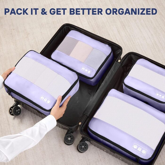 Органайзер для валізи MURISE, 8 шт. - Packing Cubes для подорожей, набір для організації речей у валізі (фіолетовий)