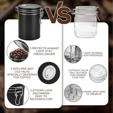 Кавова банка з нержавіючої сталі 450 мл з клапаном, вакуумна, для кави, чаю, горіхів, какао, чорна